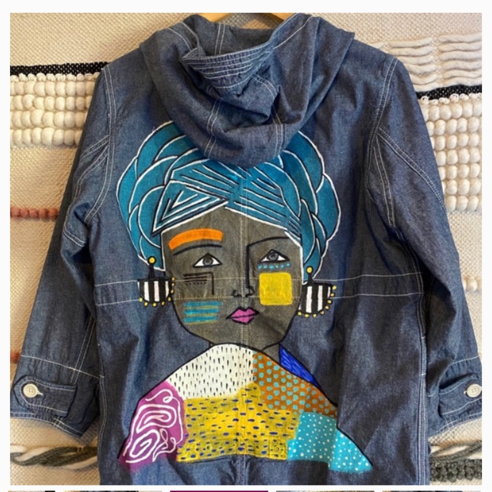Gap Denim Anorak Jacket with Hand-painted Design